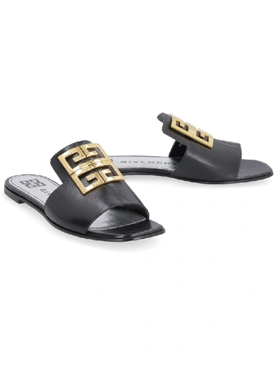 Shop Givenchy Leather Slides With Logo In Black