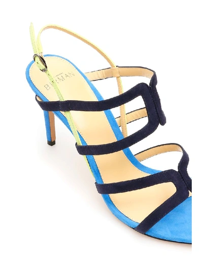 Shop Alexandre Birman Multicolor Mena 85 Sandals In Night Blue Lemon Azure (blue)