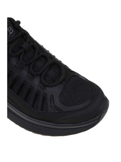 Shop Balmain B-trail Sneakers In Leather And Black Fabric In Noir