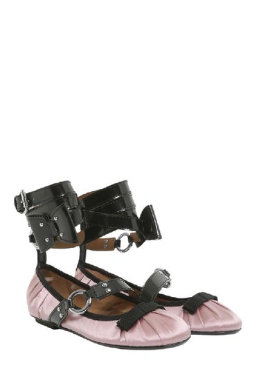 Shop Moschino Ballerina With Painted Lace In Rosa