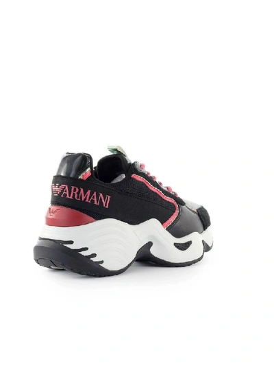 Shop Emporio Armani Black Grey Pink Chunky Sneaker In Nero / Grigio / Rosa (black)