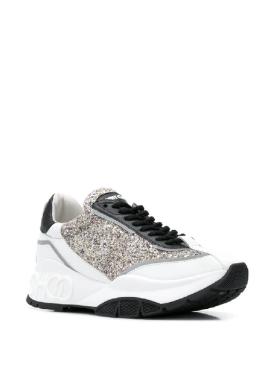 Shop Jimmy Choo Calf Glitter Sneaker In Platinum Ice