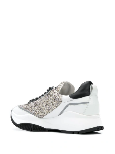 Shop Jimmy Choo Calf Glitter Sneaker In Platinum Ice