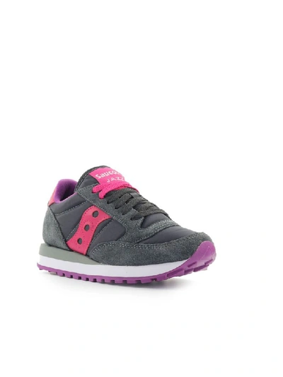 Shop Saucony Jazz Dark Grey Pink Sneaker In Charcoal / Pink (grey)