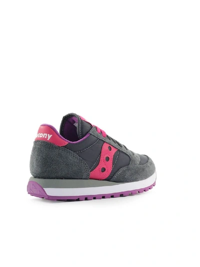 Shop Saucony Jazz Dark Grey Pink Sneaker In Charcoal / Pink (grey)