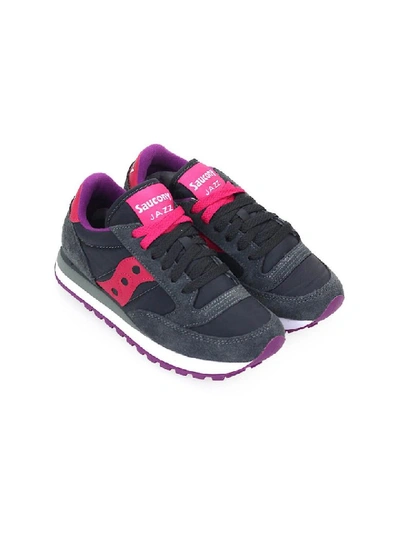 Shop Saucony Jazz Dark Grey Pink Sneaker In Charcoal / Pink (grey)