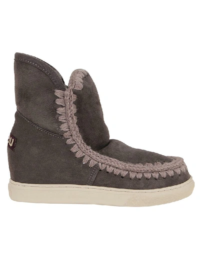 Shop Mou Inner Wedge Sneakers In Cha Charcoal
