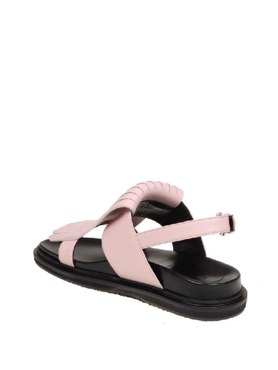 Shop Marni Fussbett Sandal In Pink Calf Leather In Tan