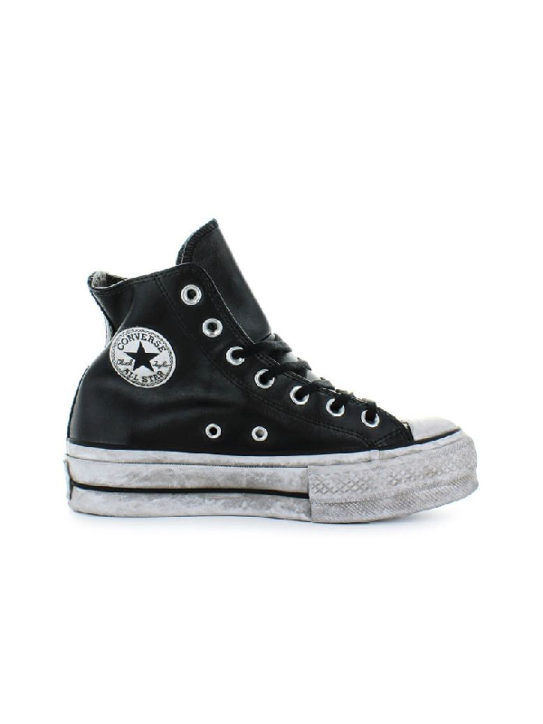 black leather converse platforms