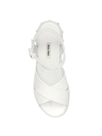 Shop Miu Miu Crystal Sandals In Bianco (white)
