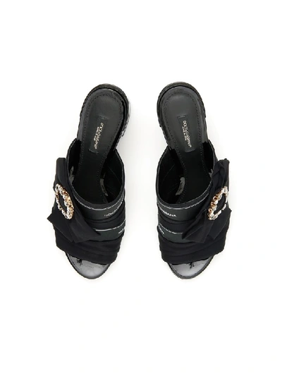 Shop Dolce & Gabbana Crystal Buckle Keira Mules In Nero Nero (black)