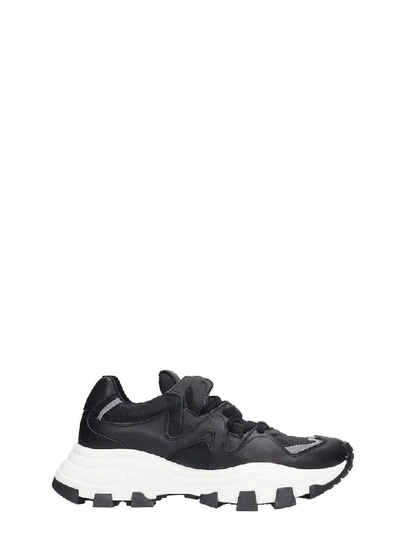 Shop Cinzia Araia Sneakers In Black Leather And Fabric