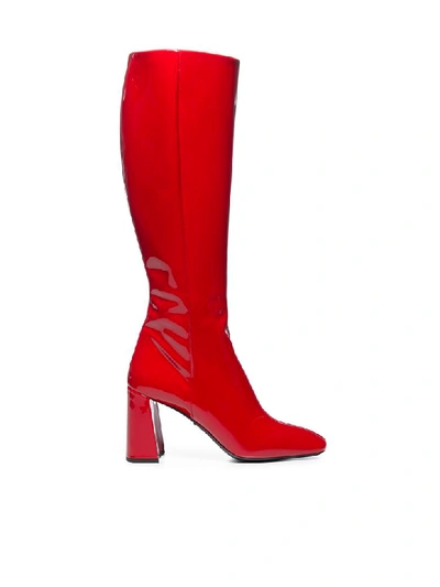 Shop Prada Boots In Rosso