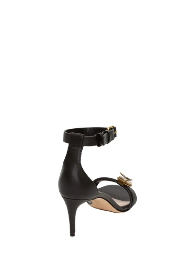 Shop Alexander Mcqueen Leather Upper And Sole Sandal In Black Gold