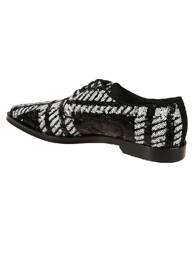 Shop Dolce & Gabbana Sequined Lace-up Shoes In White/black