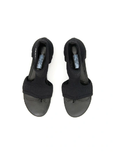 Shop Prada Stretch Sock Sandals With Logo In Nero (black)
