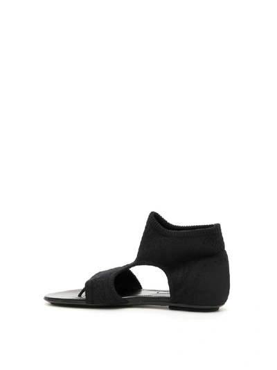 Shop Prada Stretch Sock Sandals With Logo In Nero (black)