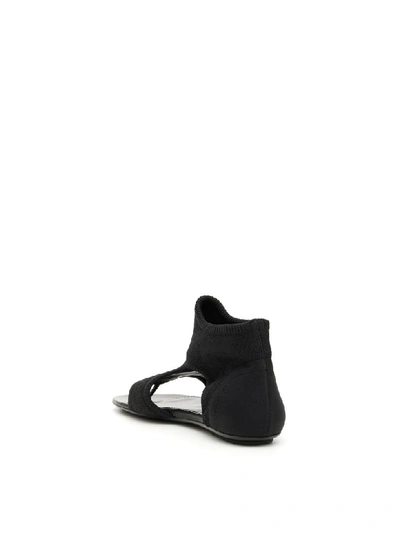 Shop Prada Stretch Sock Sandals With Logo In Nero (black)