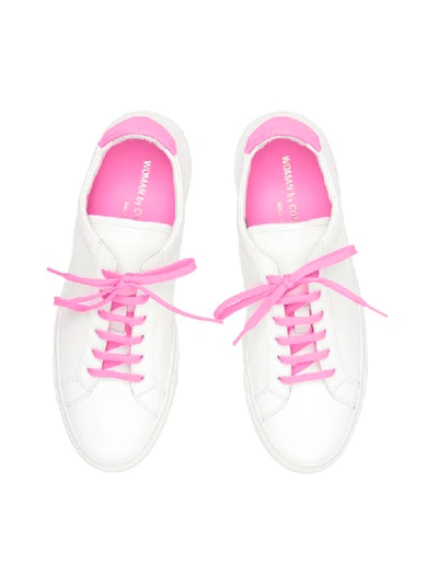 Shop Common Projects Retro Low Fluo Sneakers In White Pink (white)