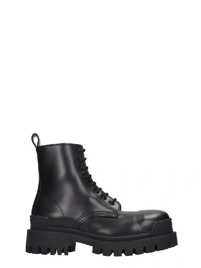 Shop Balenciaga Strike Combat Boots In Black Leather