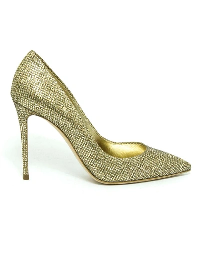 Shop Casadei Blade Fata Pumps In Gold Glitter In Oro