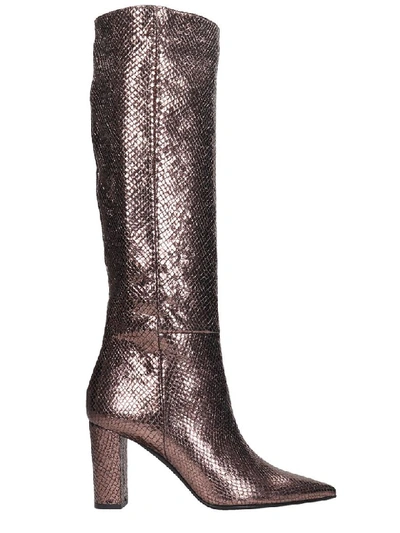 Shop Marc Ellis High Heels Boots In Bronze Leather