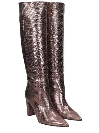 Shop Marc Ellis High Heels Boots In Bronze Leather