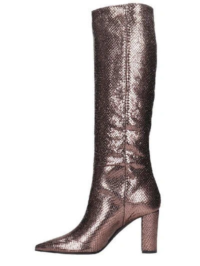 Shop Marc Ellis High Heels Boots In Bronze Leather