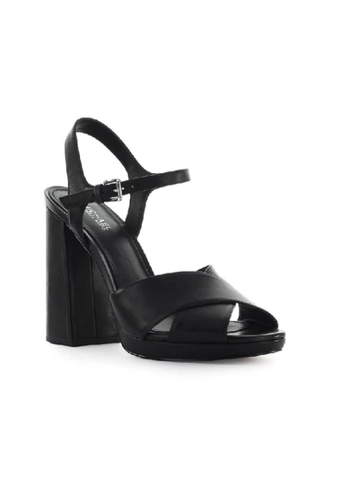 Shop Michael Kors Alexia Platform Black Leather Sandal In Nero (black)