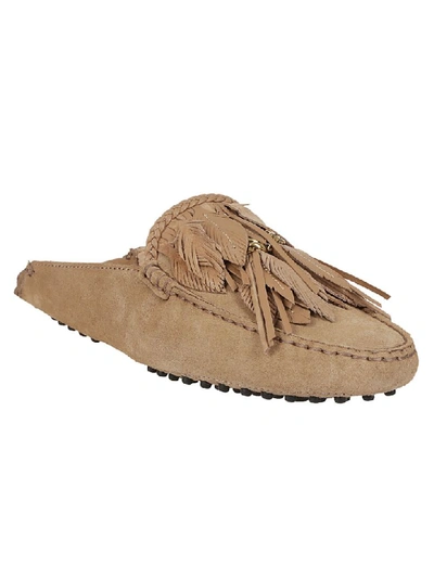 Shop Tod's Flat Loafers In Tabacco