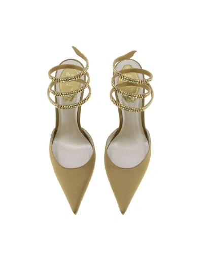 Shop René Caovilla Rene Caovilla High Heel Shoes Rene Caovilla Sandals In Satin With Rhinestones In Gold