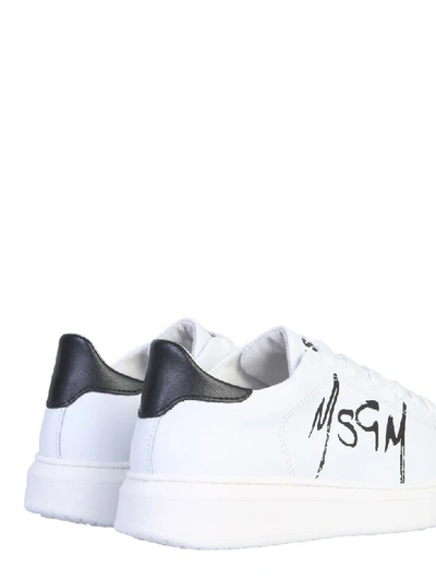 Shop Msgm Lace Up Tennis Sneaker In Bianco