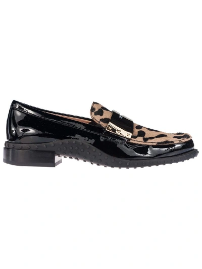Shop Tod's Penny Bar Loafers In Black/cappuccino