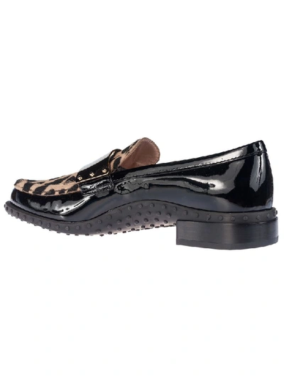 Shop Tod's Penny Bar Loafers In Black/cappuccino