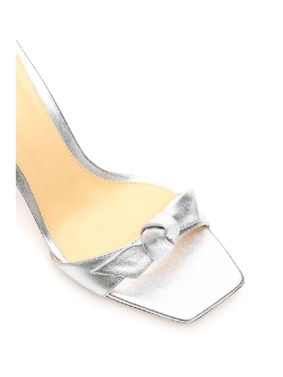 Shop Alexandre Birman Clarita Square Pillar 85 Sandals In Silver (silver)