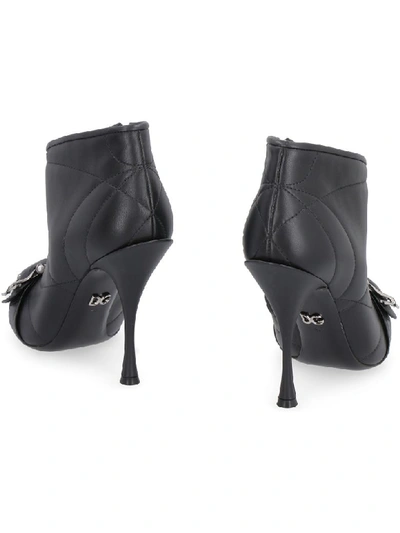 Shop Dolce & Gabbana Leather Pointy-toe Ankle-boots In Black