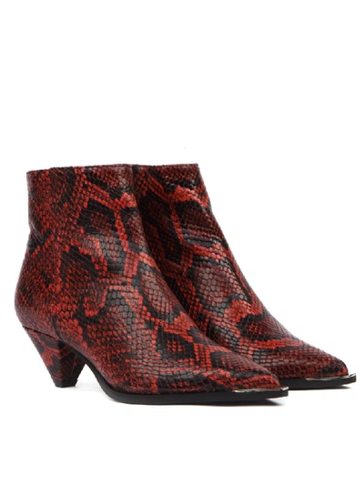 Shop Aldo Castagna Red Python Leather Ankle Boot In Red/black