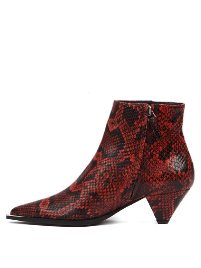 Shop Aldo Castagna Red Python Leather Ankle Boot In Red/black