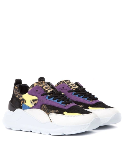Date Multicolor Fuga Leopard Mesh & Suede Sneaker In Multicolor