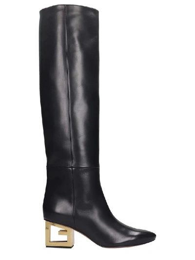 Shop Givenchy Triangle High High Heels Boots In Black Leather