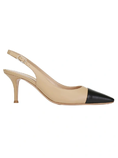 Shop Gianvito Rossi Lucy Slingback Leather Sandal In Black Nude