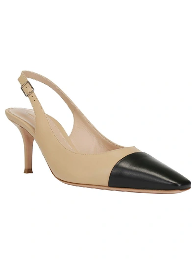 Shop Gianvito Rossi Lucy Slingback Leather Sandal In Black Nude