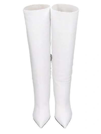 Shop Sergio Rossi Sergio 090 High Heels Boots In White Leather