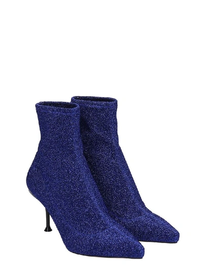 Shop Sergio Rossi Milano High Heels Ankle Boots In Blue Glitter