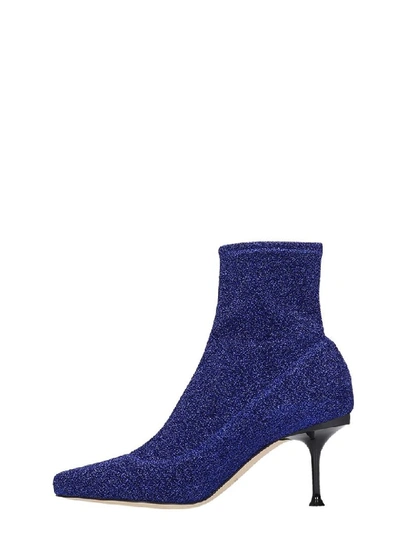 Shop Sergio Rossi Milano High Heels Ankle Boots In Blue Glitter