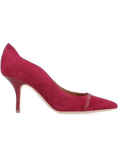 Shop Malone Souliers Maybelle Suede Ponty-toe Pumps In Burgundy