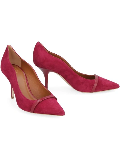 Shop Malone Souliers Maybelle Suede Ponty-toe Pumps In Burgundy