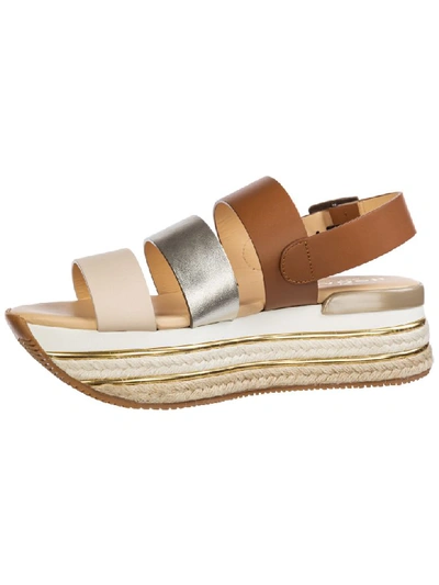 Shop Hogan Maxi H222 Wedge Sandals In Beige