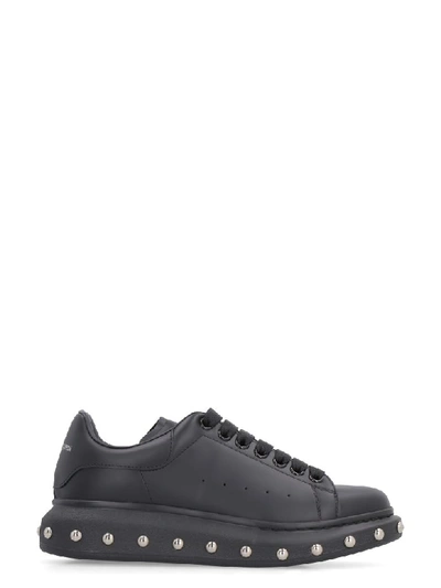Shop Alexander Mcqueen Larry Leather Sneakers In Black