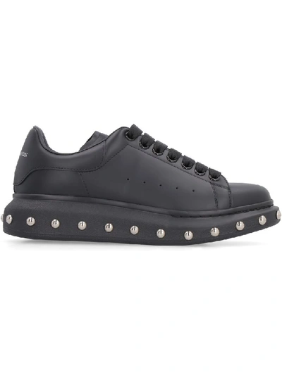 Shop Alexander Mcqueen Larry Leather Sneakers In Black